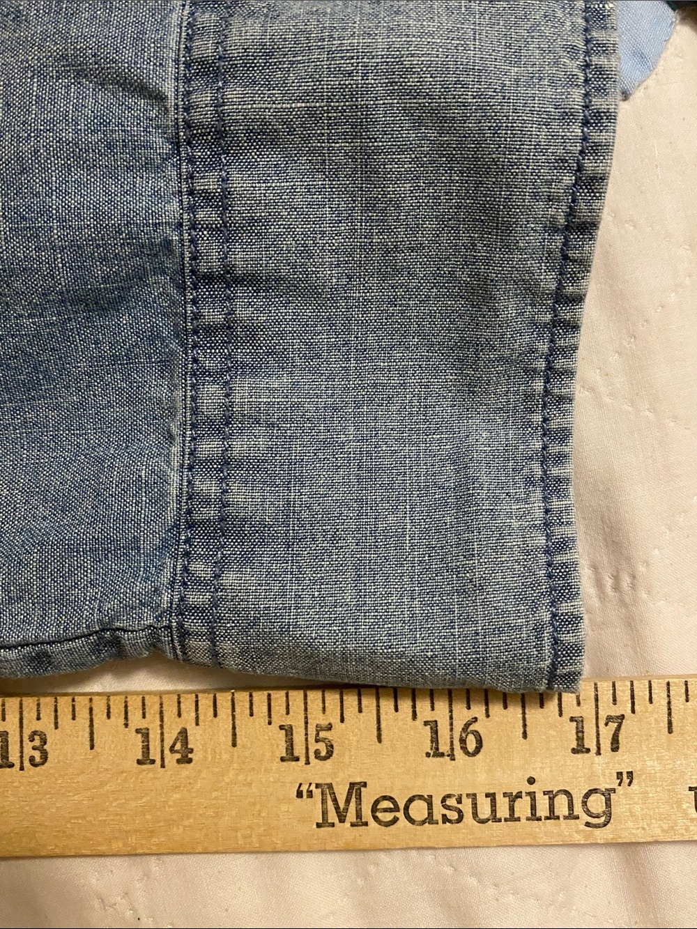 J. Crew Grey Blue Chambray Cotton Button-Up Shirt MP - Picture 12 of 13